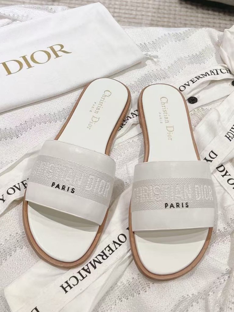 Christian Dior Dway White Slide Sandals